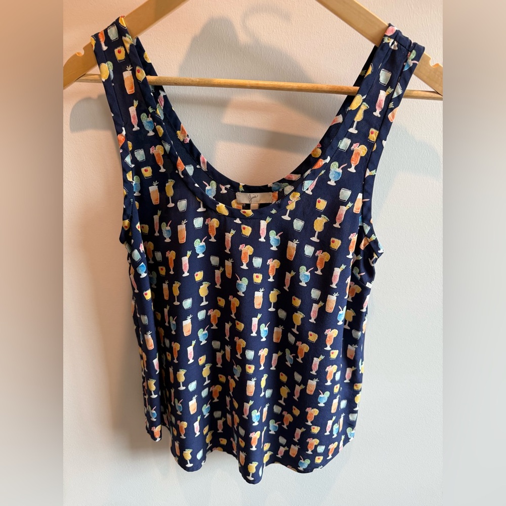Joie Navy Cocktail Print Tank Top
